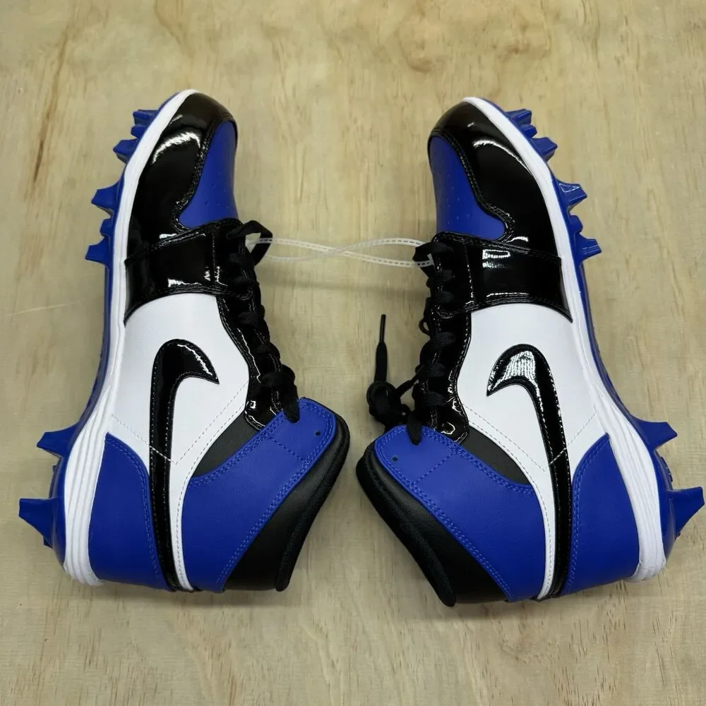 NEW Jordan 1 Mid TD Game Royal Football Cleats Blue Black Mens Sz 10 FJ6805-401